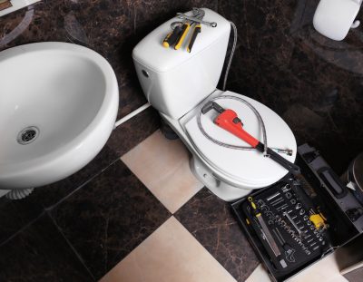 toilet and tools for installation